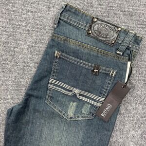 Buffalo David‎ Bitton Evan Slim Fit Jeans Size 16 Vain Wash Distressed Denim NWT